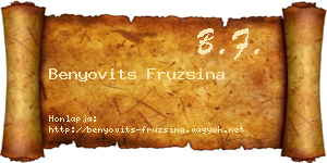 Benyovits Fruzsina névjegykártya